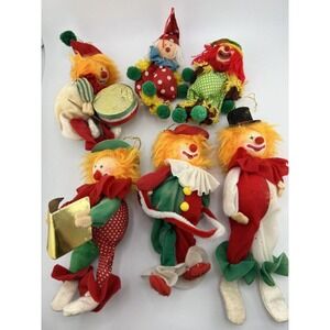 Vintage Home Decorative Happy Holidays Christmas Clowns Ornaments - Set‎ of 6